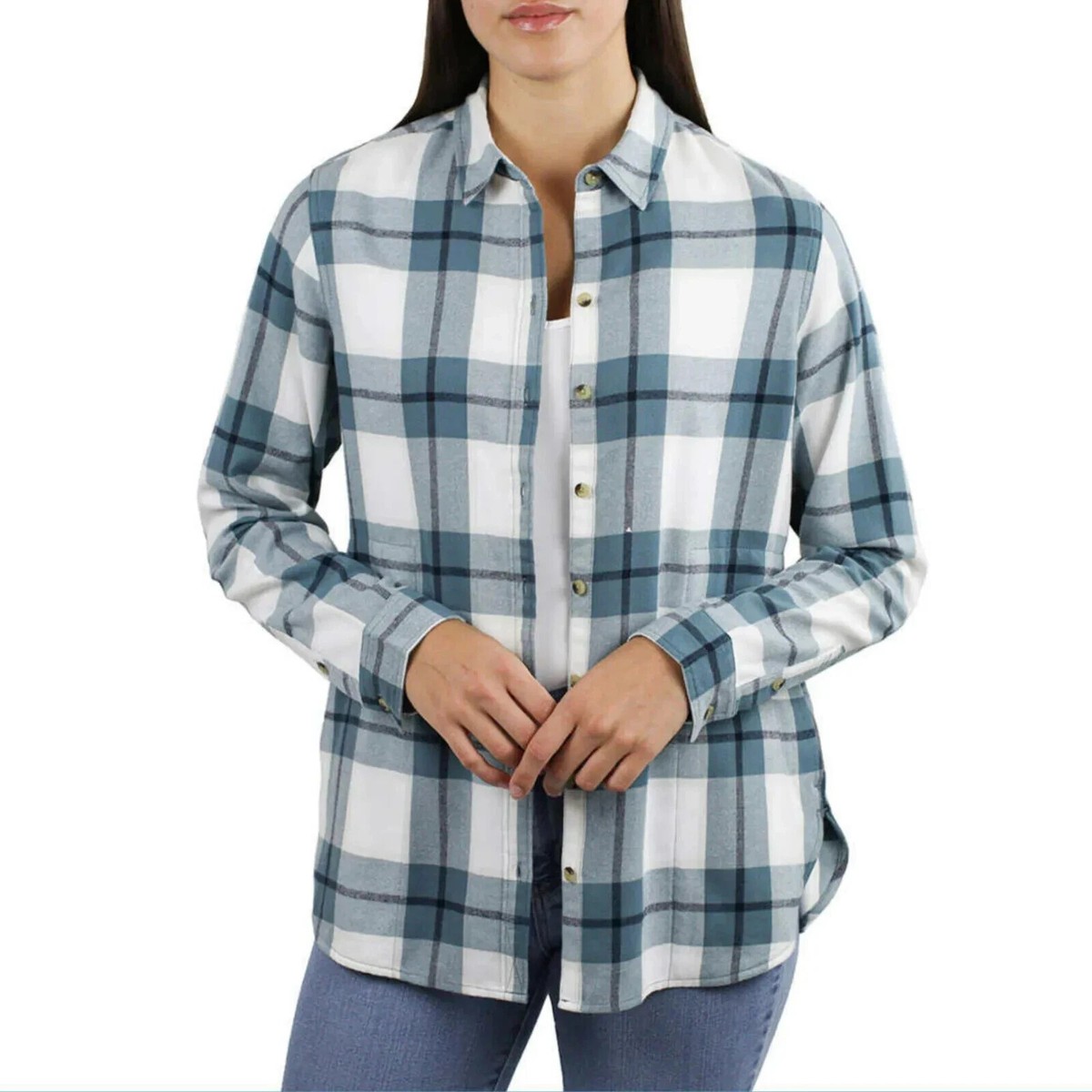 Jachs Girlfriend New York Women's' Flannel Shirt. Side Pockets