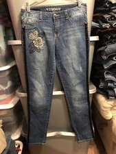 VIGOSS girls skinny jeans size 16 embroidered flowes