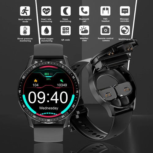 2 in 1 Smart Watch with Earbuds Smartwatch True Wireless Bluetooth Headsets kits - Photo 5 sur 23