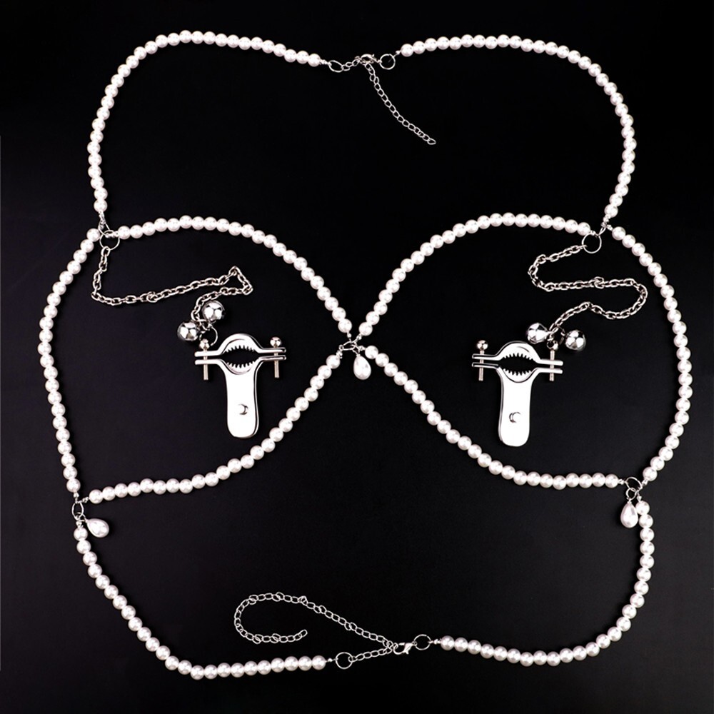 Adjustable Nipple Clamps  Breast Stimulator Metal  Leather  BDSM Flirting Gear