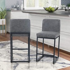 24" Bar Stool Counter Height Bar Chair Set of 2 PU Leather Dining Chair For Pub