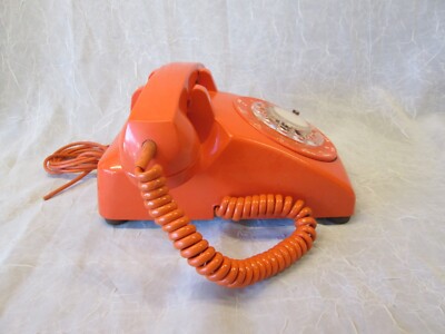 Vintage ITT Orange Table Desk Rotary Dial Telephone Phone | eBay
