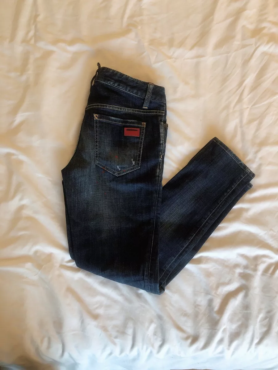 Dsquared2 Women Dark Denim Distressed Jeans labeled Size 38 (women 26)