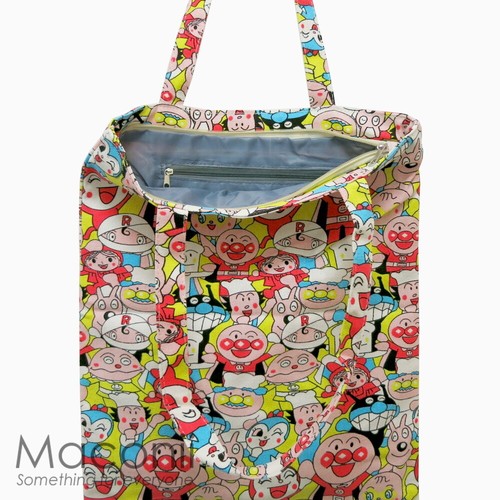 Anpanman Tote Bag with Zipper - Canvas Cotton Polyester Cartoon Anime Japan Bun - Picture 3 of 3