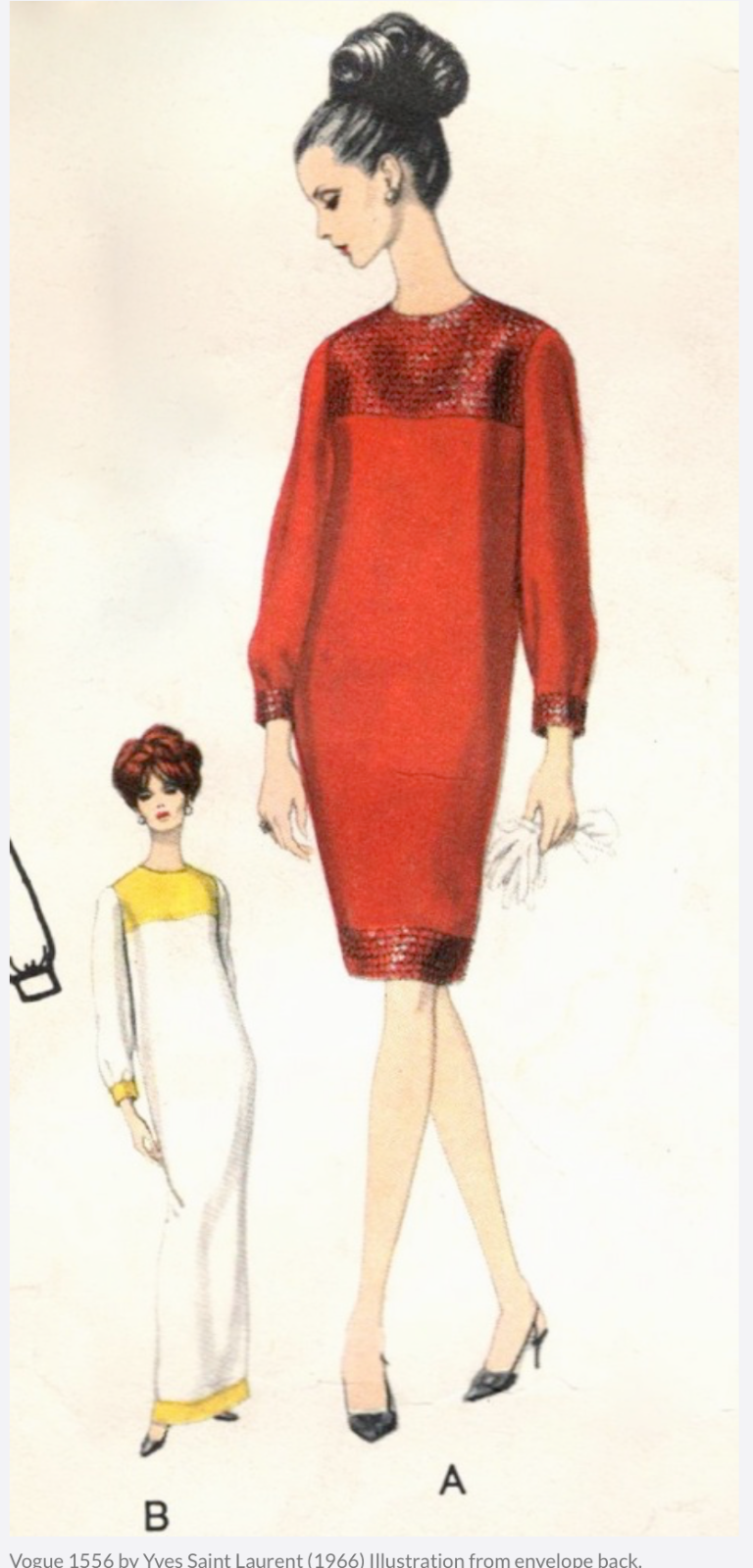 1966 VOGUE Vintage Sewing Pattern DRESS B32” (81cm) (2249R) Yves Saint Laurent