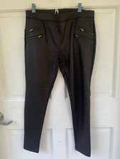 New Women's Express Black Ankle Faux Leather Leggings Pants Size Large
