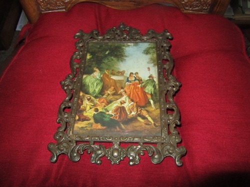 Vintage verziert Goldrahmen Einlage Kunstdruck viktorianische Gruppe ~ Made in Italy ~ Glas - Bild 4 von 12