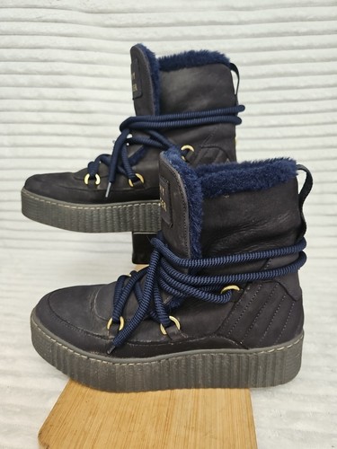 Tommy Hilfiger Womens Shearling Lined Winter Boots In Blue  Size UK 3.5 RRP £120 - Picture 1 of 20