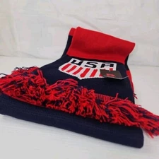 USA Ruffneck Raise Your Game Knitting reversible Fringes Cute scarf  Red Blue   