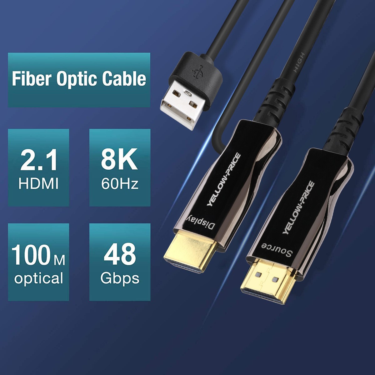 LONG HDMI 2.1 Fiber Optic Cable Compatible with PS5, Xbox,RTX 3090