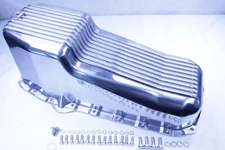 58-79 Small Block Chevy Finned Polished Aluminum Oil Pan SBC 283 305 327 350 400