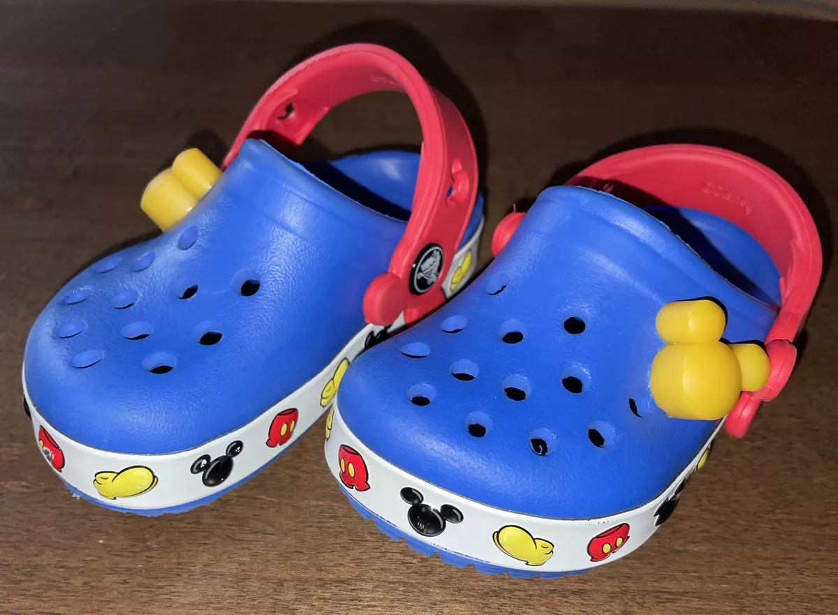 Disney Mickey Mouse Children s LIGHT UP Crocs Size C 4 5 MINT