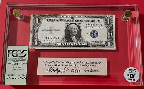 SS ANDREA DORIA RECOVERED PCGS 1935-E SILVER CERTIFICATE GRADE B *STAR NOTE* ๐