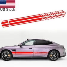2pcs 75" Red Sport Racing Stripe Car Body Side Door Fender Vinyl Decal Stickers