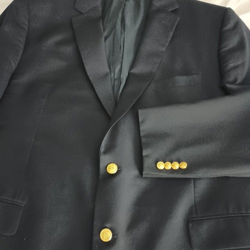 Ralph Lauren Navy Blazer Gold 2 Button 100% Wool Jacket 48L - Picture 2 of 10