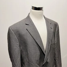 Jos A Bank 50R Sport Coat Houndstooth Black Gray 100% Wool Two Button Vented