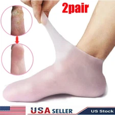 2 Pair Full Length Silicone Gel Moisturizing Socks Foot Care Protector Free Ship