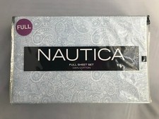 New Nautica 4 Piece Printed Full Sheet Set 2 Pillow Cases Flat Sheet Fit Sheet