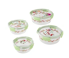 The Pioneer Woman Painted Meadow Round Glass Food Storage Containers with Tritan