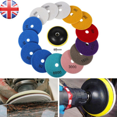 16 Stck. Diamant Polierpads Nass Trocken 4 Zoll Set Kit für Beton Marmorfliesen UK