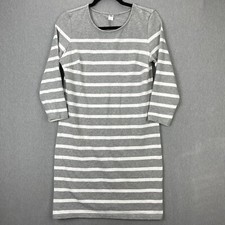 Old Navy Sweater Dress Women's Small Gray White Striped ¾ Sleeves Stretch Cotton