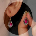 Gorgeous 1.03Ctw Rose Cut Diamond Ruby Studded Silver Victorian Earring Jewelry