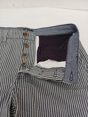 Threadbare 100 % Baumwolle blau & weiß gestreifte Shorts mit Knopfleiste Größe W 30 L 10