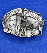 Square Dancing BELT BUCKLE Dancer Country Vintage Music Banjo FREE SHIPPING  