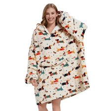 Oversized Dachshund Wearable Blanket Hoodie for Adults - Soft Warm