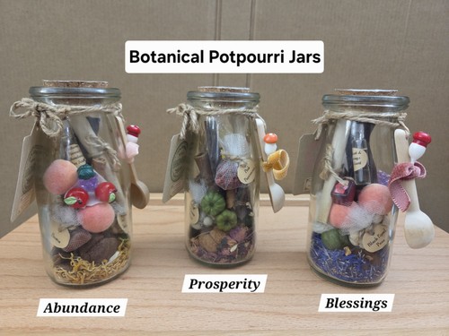 Botanical Potpourri Jar Handmade Autumn Harvest Prosperity Blessings