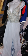 terani couture glamour size 6 y2k gown wedding formal elegant blue bling vtg