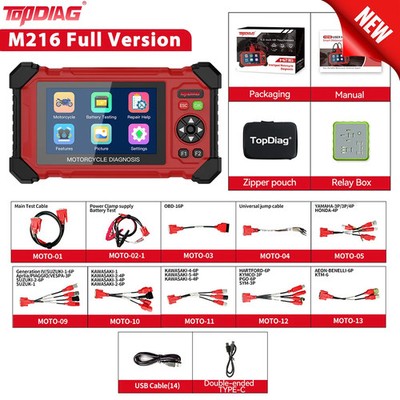 TopDiag M216 Motorrad Diagnose OBD2 Diagnosegerät Scanner Fehlerauslesegerät