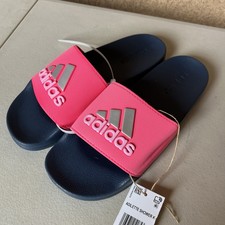 NWT Adidas Adilette Shower K Slides Sandals Pink Navy Youth Size 6 Women's 7.5-8