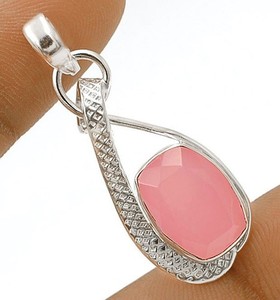 Natural Rose Quartz 925 Solid Genuine Sterling Silver Pendant Jewelry @11-3
