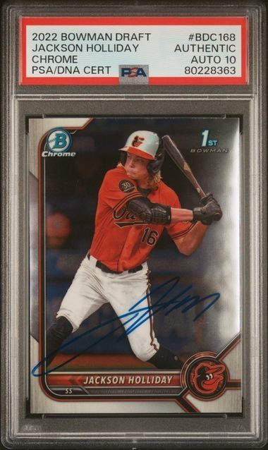 2022 Bowman Draft - Chrome Jackson Holliday #BDC-168 Authentic Auto PSA 10