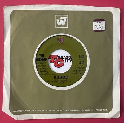 VAN MORRISON  Blue Money b/w  Sweet Thing  45  VG+ 1971 Warner Brothers Ultra