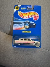 1990 HOT WHEELS BLUE CARD 1:64 DIECAST LIMOZEEN #112 WHITE WALLS WHITE & PINK