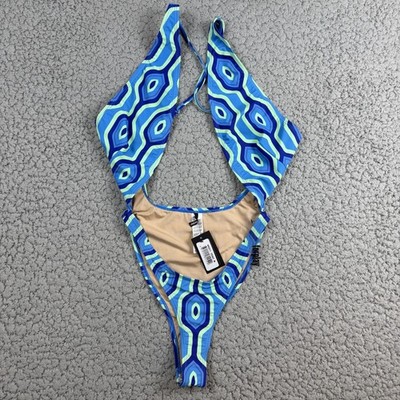 Forplay Women s Monokini Swimsuit Sexy Strappy Size Medium Blue NWT