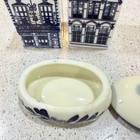 Vintage Delft Hand-Painted Blue Holland Houses Salt Pepper Shakers & Trinket Box — photo 5