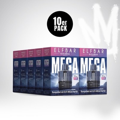 10x ELFBAR ELFX MEGA E-Zigarette Open Pod-System 1x Refillable Pod 5ml und 10ml