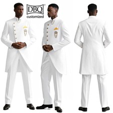 African Men's Dashiki Suit Solid Single Breasted Blazer Slim Pants 2 Pieces Set