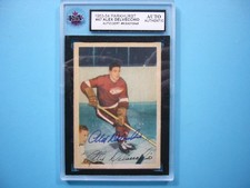1953/54 PARKHURST NHL HOCKEY CARD #47 ALEX DELVECCHIO KSA AUTO AUTOGRAPH PARKIE