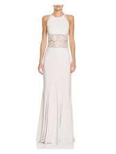 LM COLLECTION Womens White Illusion Detail Sleeveless Fit + Flare Dress 2