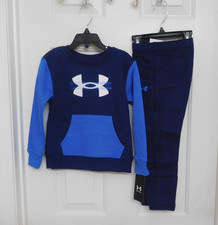 NWT 2pc Under Armour Navy White Blue Sweatshirt  Joggers sz 3t or 4t