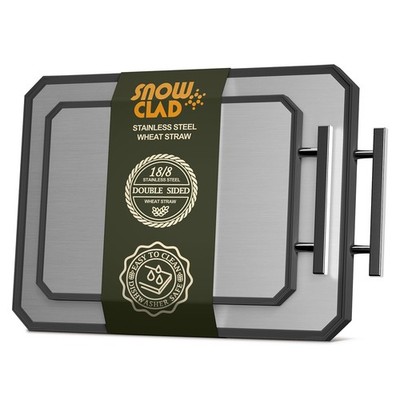 SNOWCLAD Stainless Steel Cutting Board,Double Sided 16''L x 11''W, Mixed 