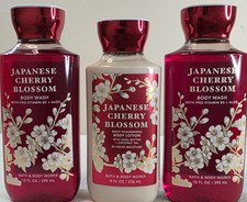 Bath  Body Works Japanese Cherry Blossom Body Wash and Body Lotion Set Of 3 New