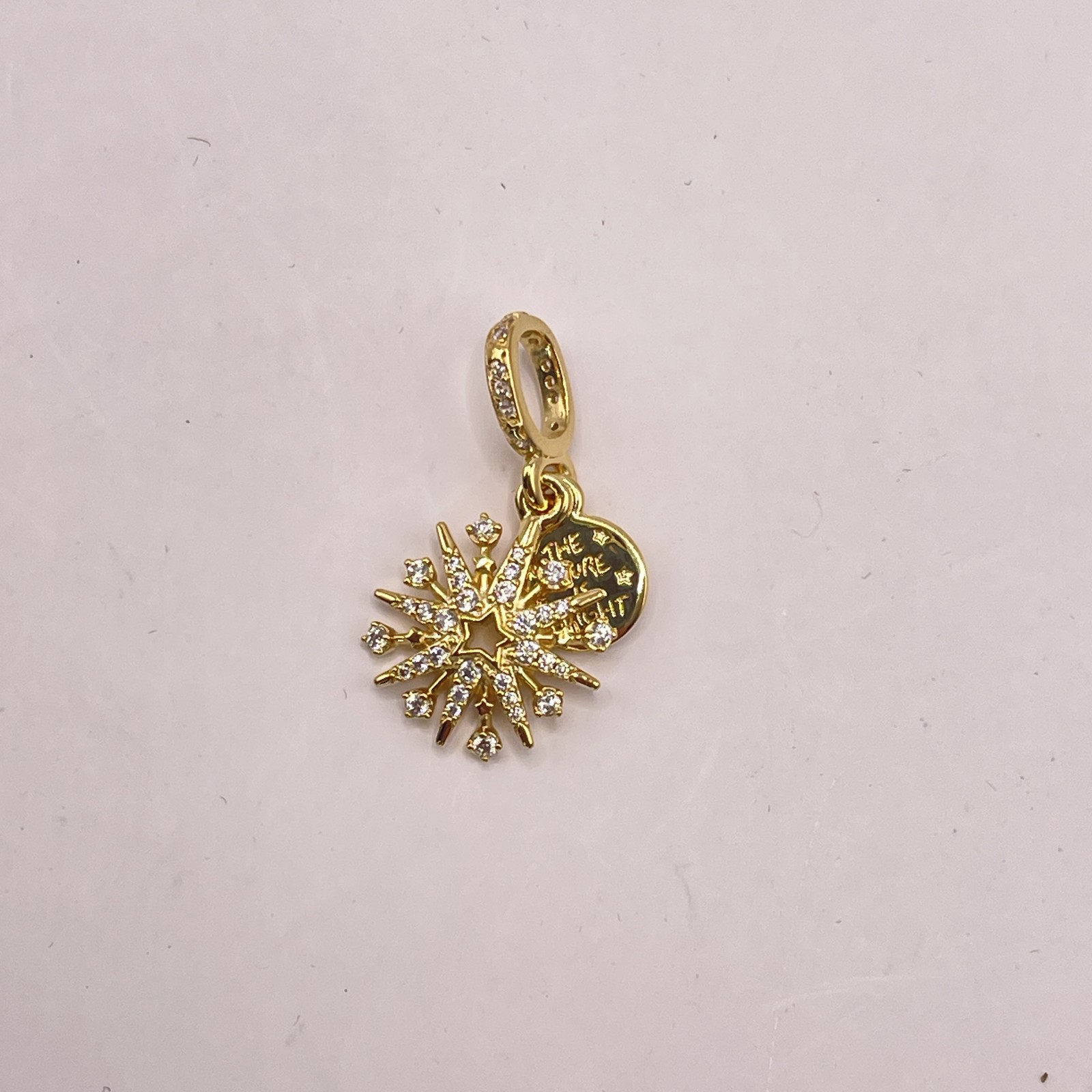 Pandora Womens Sparkling Firework Double 14K Gold Plated Dangle Charm