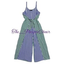 MSK NWT Two-Tone Striped Sleeveless Tie Waist Wide Leg Jumpsuit