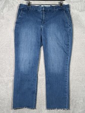 Frank  Eileen Wicklow Jeans Womens 12 Blue Crop Straight Raw Hem Stretch USA