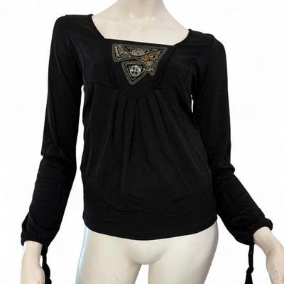 SAVE THE QUEEN Shirt schwarz Stickerei petrolbraun Gr. L